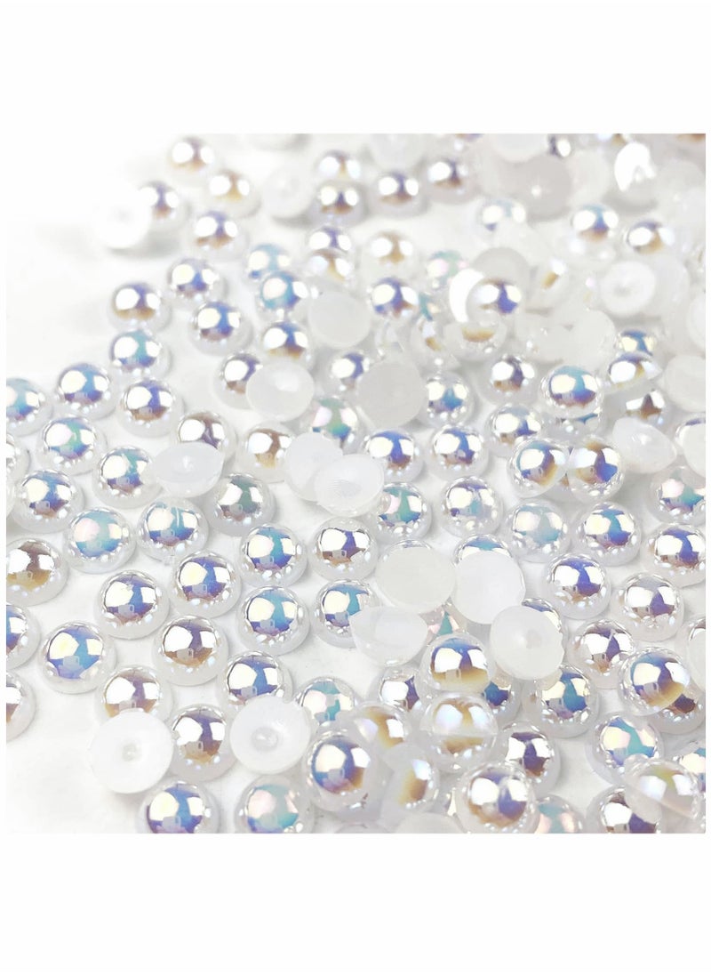 SYOSI - 1 Box White AB Round Flatback Imitation Half Round Pearls Bead, Multi-Size Loose Beads Gem for Pearl Nail Art, Crafts, Wedding Decoration - Image 1