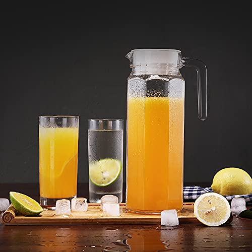 ZEYFLEEB 1100 ml Set of 2 pcs2Glass jug Pitcher with lid iced Tea Pitcher Water jug hot Cold Water ice Tea Milk and Juice Beverage Carafes 11 LTR - Image 2