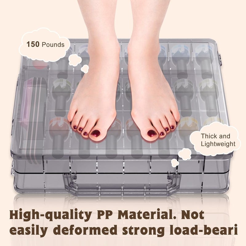 Subay 2 Pcs Portable Nail Polish Organizer, Clear Double Side Nail Polish Holder,Gel Nail Storage for 48 Bottles with 6 Adjustable Dividers in Each Side Space Saver - Image 5
