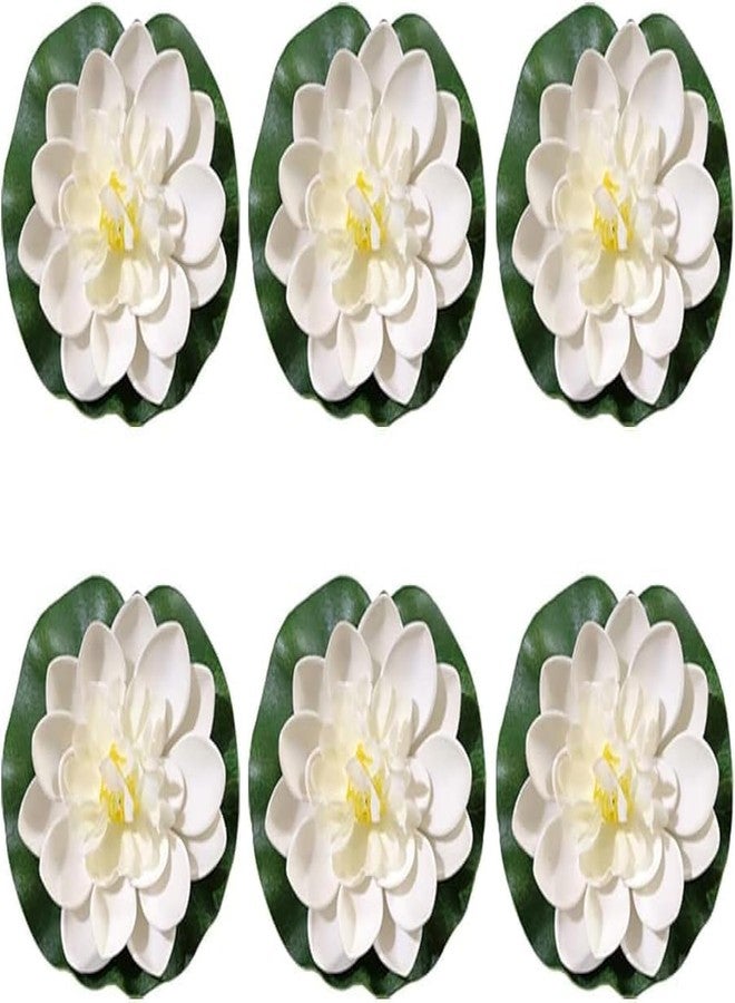Jizlan 6 Pcs White Artificial Lotus Flowers Large Floating Lotus Flowers Faux Water Lily Fish Pond Artificial Plants with Artificial Lily Pads, Artificial Plants Home Decor - Image 1