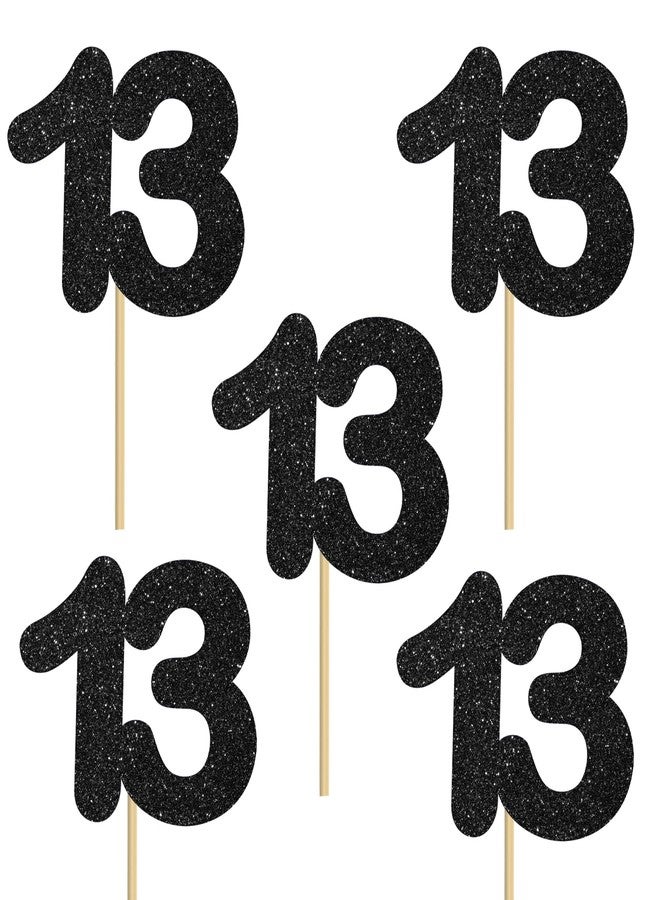 اوموني زينة طاولة لامعة سوداء رقم 13 لعيد الميلاد الثالث عشر، عبوة من 12 قطعة، زينة طاولة رقم 13 للاحتفال بعيد ميلاد الطفل الثالث عشر، لوازم الحفلات - Image 2