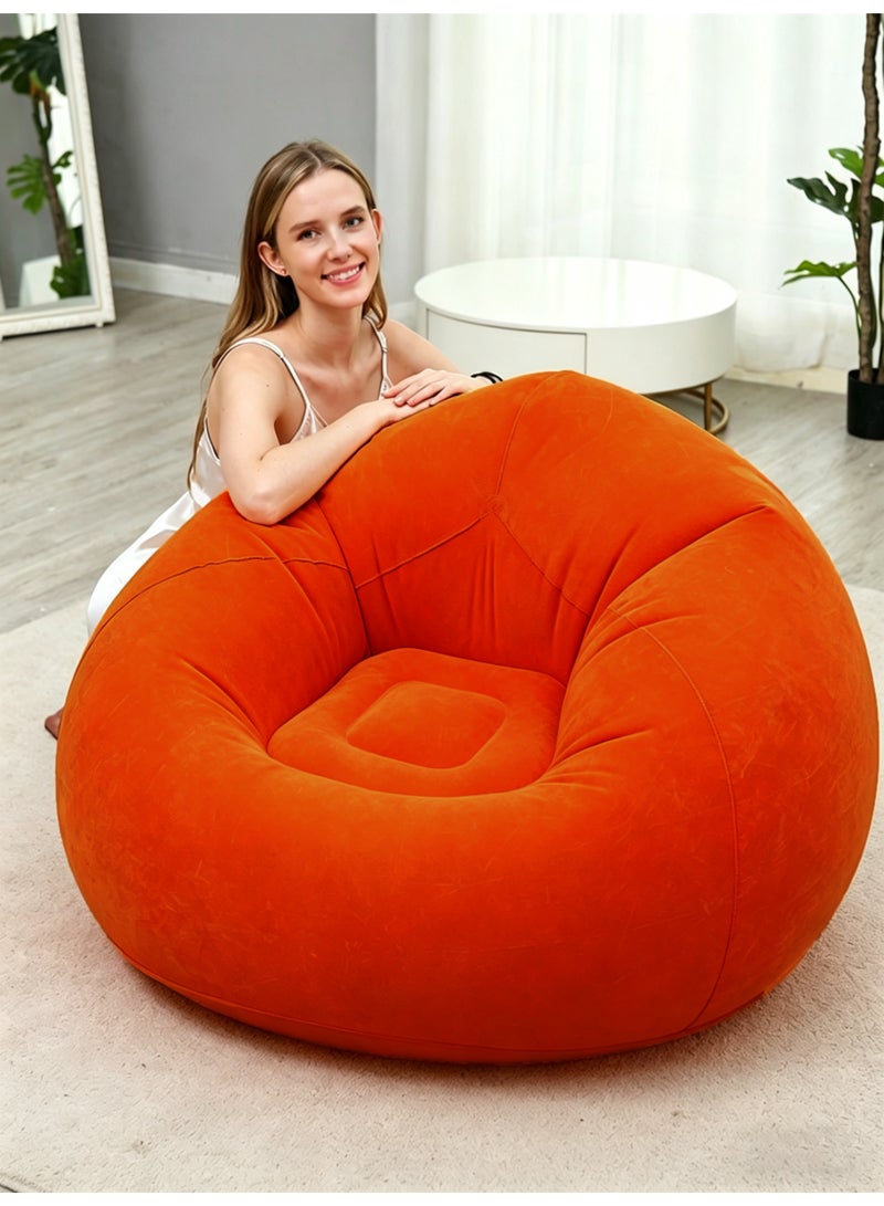 Folding portable inflatable flocking sofa, inflatable bean bag chair, bean bag-free, inflatable recliner, couch, couch, air furniture, inflatable chair. - Image 3