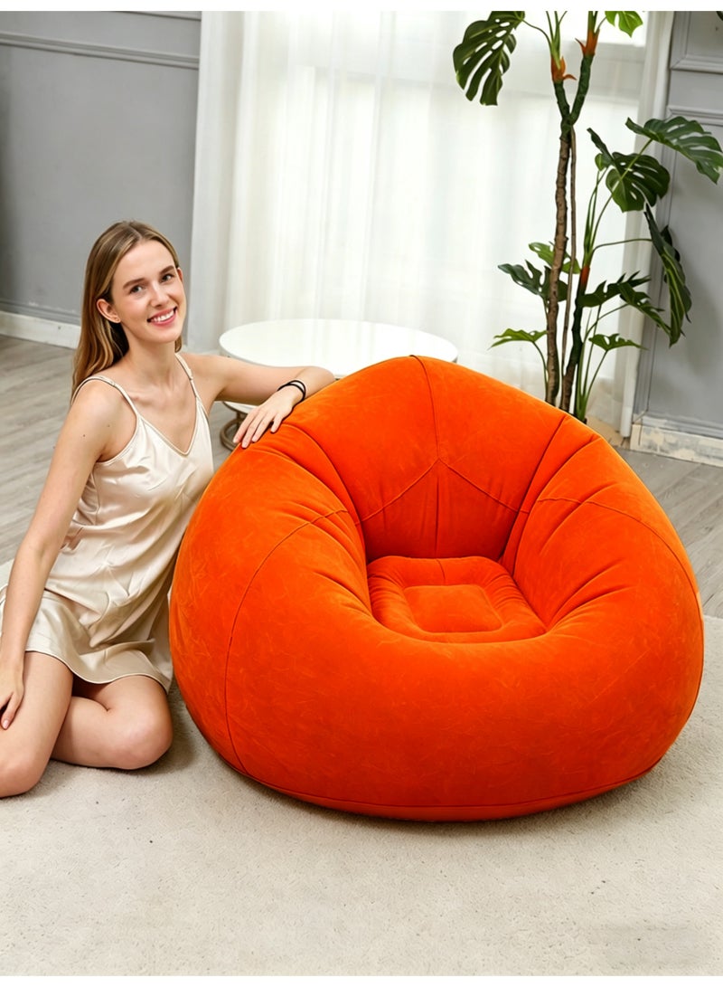 Folding portable inflatable flocking sofa, inflatable bean bag chair, bean bag-free, inflatable recliner, couch, couch, air furniture, inflatable chair. - Image 2