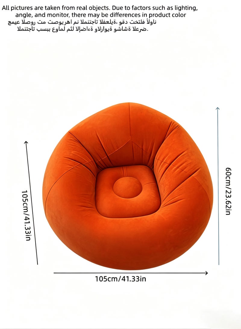 Folding portable inflatable flocking sofa, inflatable bean bag chair, bean bag-free, inflatable recliner, couch, couch, air furniture, inflatable chair. - Image 4