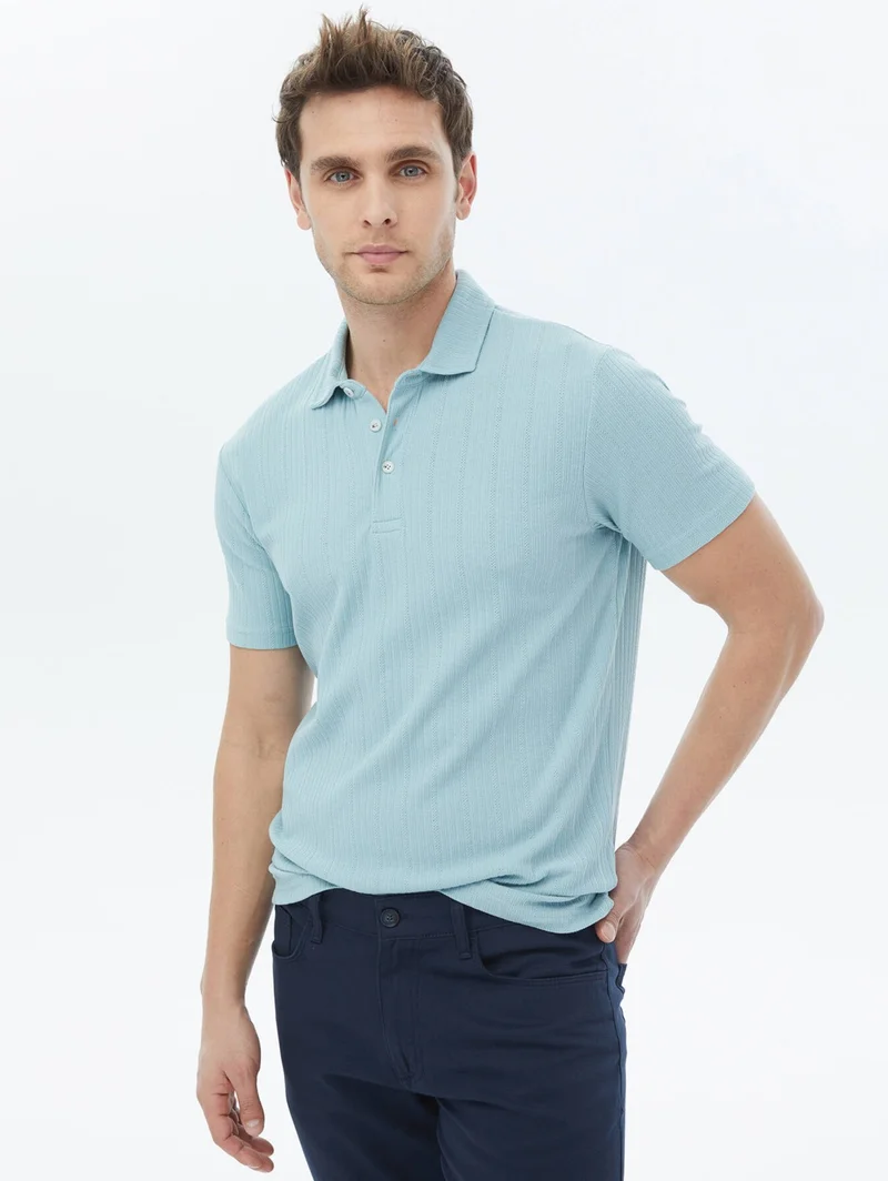 كيب Mint Jacquard Polo Collar Cotton Blend T-Shirt