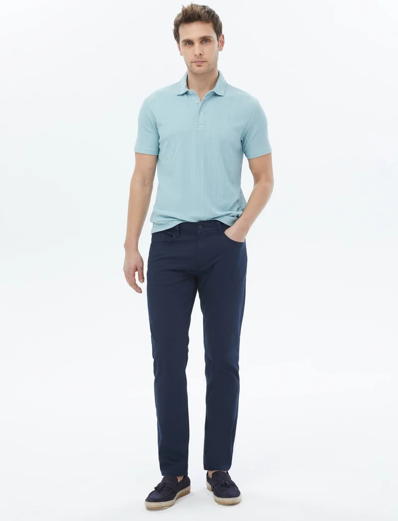 كيب Mint Jacquard Polo Collar Cotton Blend T-Shirt