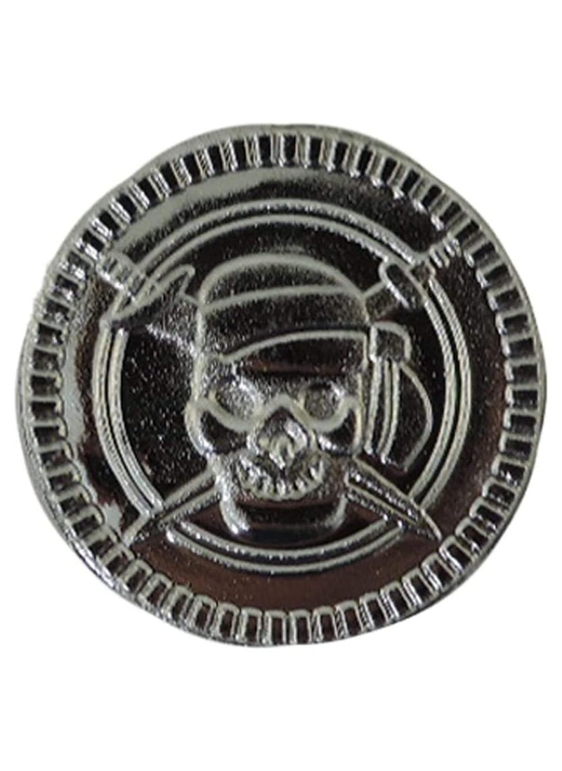 Party with Emma 100pcs Pirate Party Favors Fake Coins Treasure Coin for Kids Pirate Theme Birthday Party Supplies  (Silver)  - Image 2