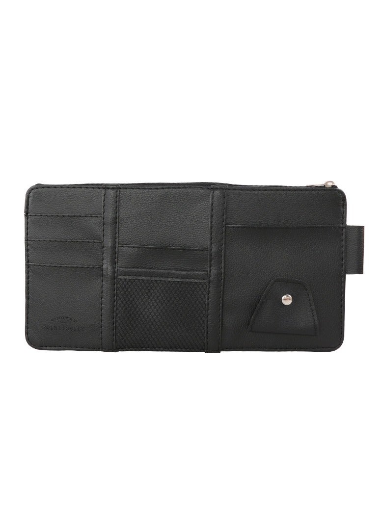 Generic Car Visor Card Clip Organizer - Glasses Clip, Ticket Holder, Document Storage - Interior Accessories for Car Sun Visor(Black)  - Image 1