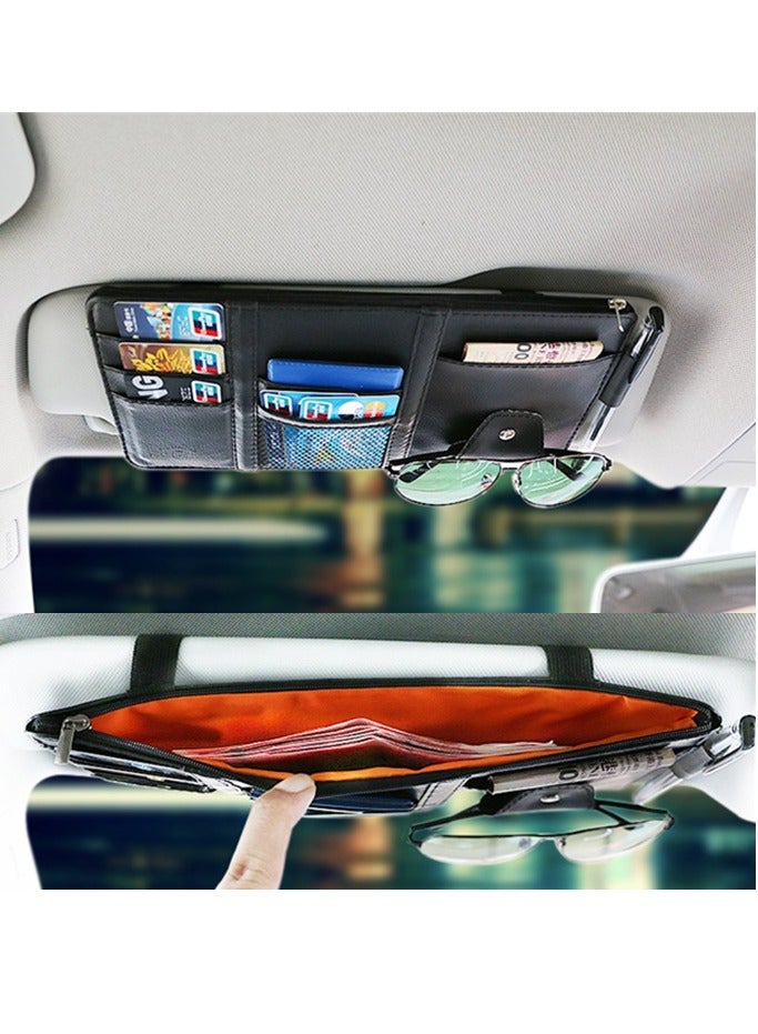 Generic Car Visor Card Clip Organizer - Glasses Clip, Ticket Holder, Document Storage - Interior Accessories for Car Sun Visor(Black)  - Image 2