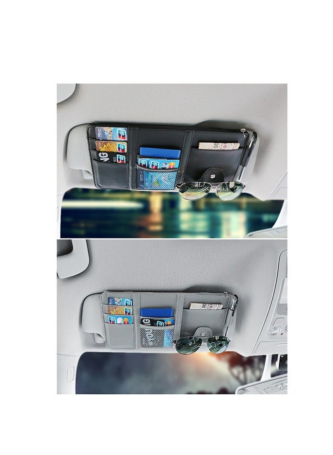 Generic Car Visor Card Clip Organizer - Glasses Clip, Ticket Holder, Document Storage - Interior Accessories for Car Sun Visor(Black)  - Image 3
