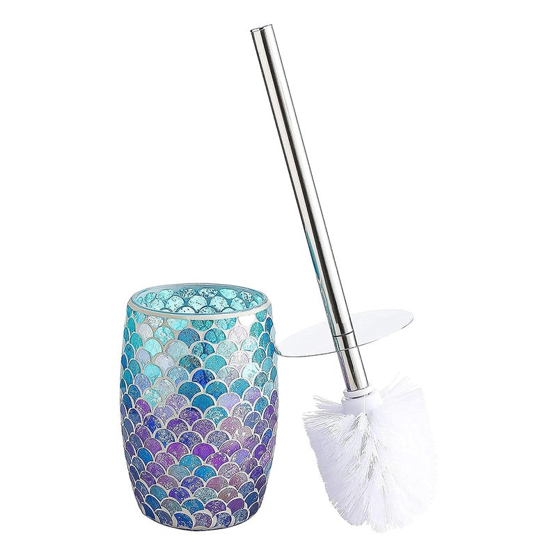 WHOLE HOUSEWARES  Modern Toilet Brush Set  Toilet Bowl Brush and Holder  Bathroom Accessory Set  Toilet Brushes for Bathroom  Freestanding Mosaic Toilet Bowl Cleaner Mermaid