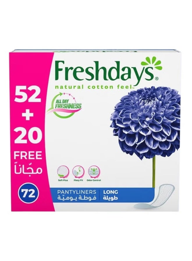 فريش دايز فوط صحية يومية طويلة، مرنة وناعمة للغاية، (52+20مجانا)  72 فوطة - Image 1