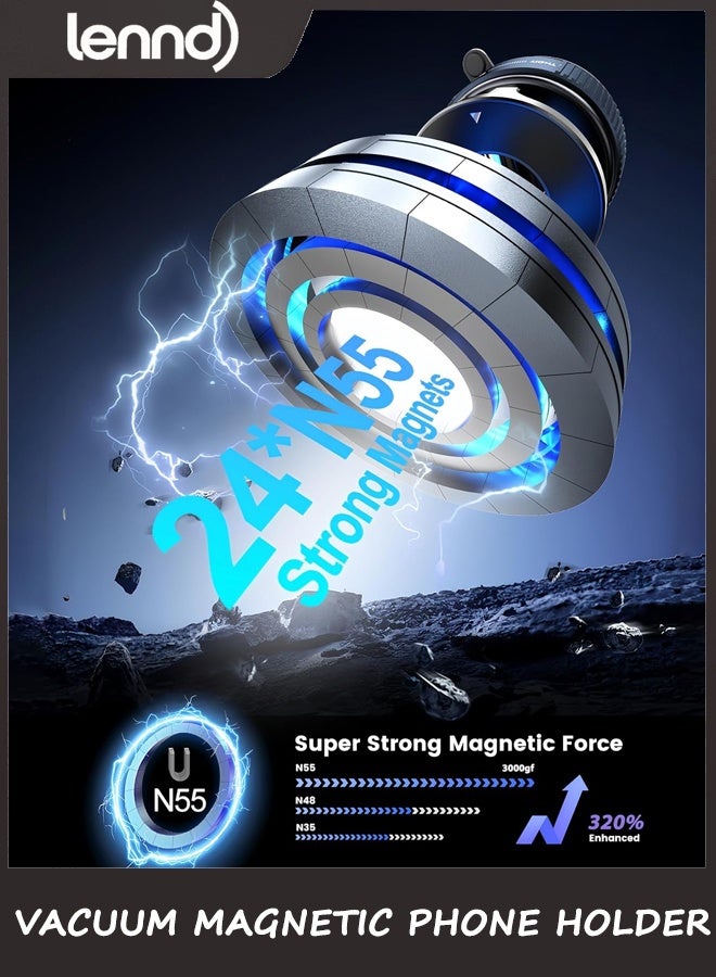 LENND Upgraded 360° Nano Gel Vacuum Magnetic Phone Holder, Car Phone Holder for Magsafe[108+LBS Strongest Suction & 3000gf Strongest Magnetic], Suction Cup Phone Mount for Car/for iPhone 16 Pro Max - Image 4