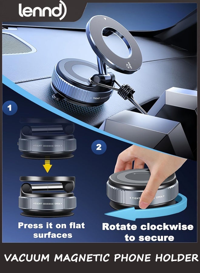 LENND Upgraded 360° Nano Gel Vacuum Magnetic Phone Holder, Car Phone Holder for Magsafe[108+LBS Strongest Suction & 3000gf Strongest Magnetic], Suction Cup Phone Mount for Car/for iPhone 16 Pro Max - Image 3