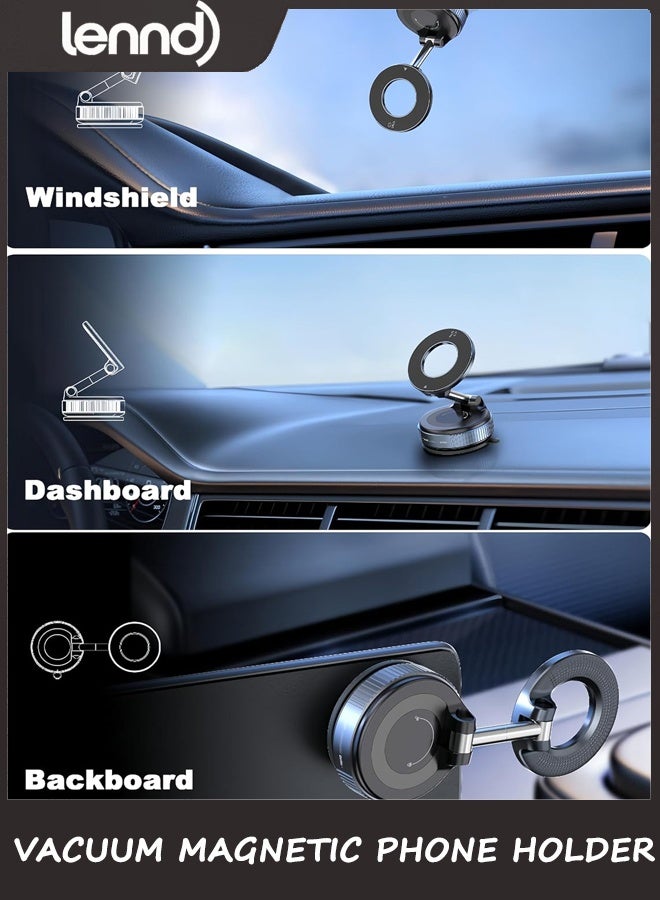 LENND Upgraded 360° Nano Gel Vacuum Magnetic Phone Holder, Car Phone Holder for Magsafe[108+LBS Strongest Suction & 3000gf Strongest Magnetic], Suction Cup Phone Mount for Car/for iPhone 16 Pro Max - Image 2