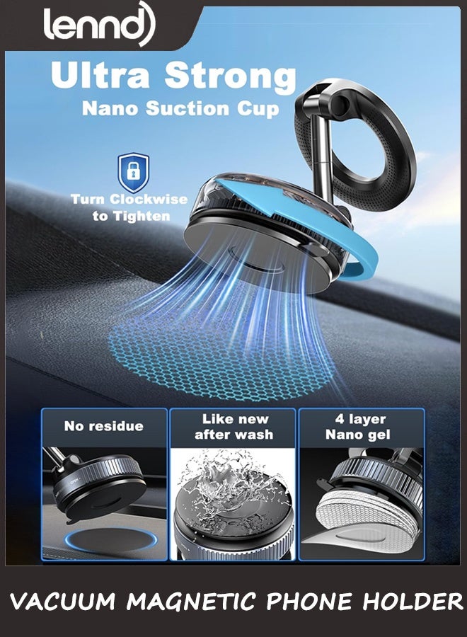 LENND Upgraded 360° Nano Gel Vacuum Magnetic Phone Holder, Car Phone Holder for Magsafe[108+LBS Strongest Suction & 3000gf Strongest Magnetic], Suction Cup Phone Mount for Car/for iPhone 16 Pro Max - Image 5