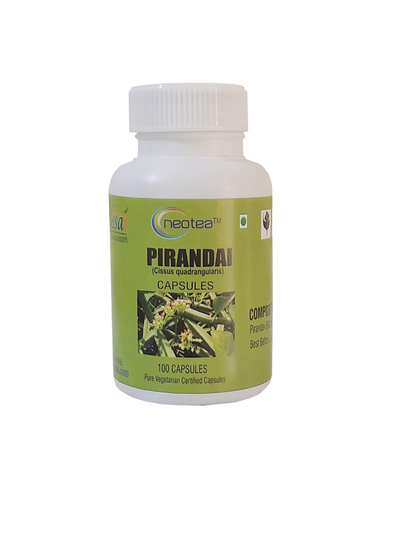 Neotea Nutrition’s Pirandai Capsules 500mg | Cissus Quadrangularis (Hadjod/Veld Grape/Nalleru) | 100 Veg | 100% Natural Herbal Supplement | No Additives - Image 1
