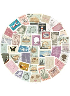 Generic 50-Piece Vintage Stamp Stickers Waterproof Graffiti Vinyl Stickers for Laptop Journal  - Image 2