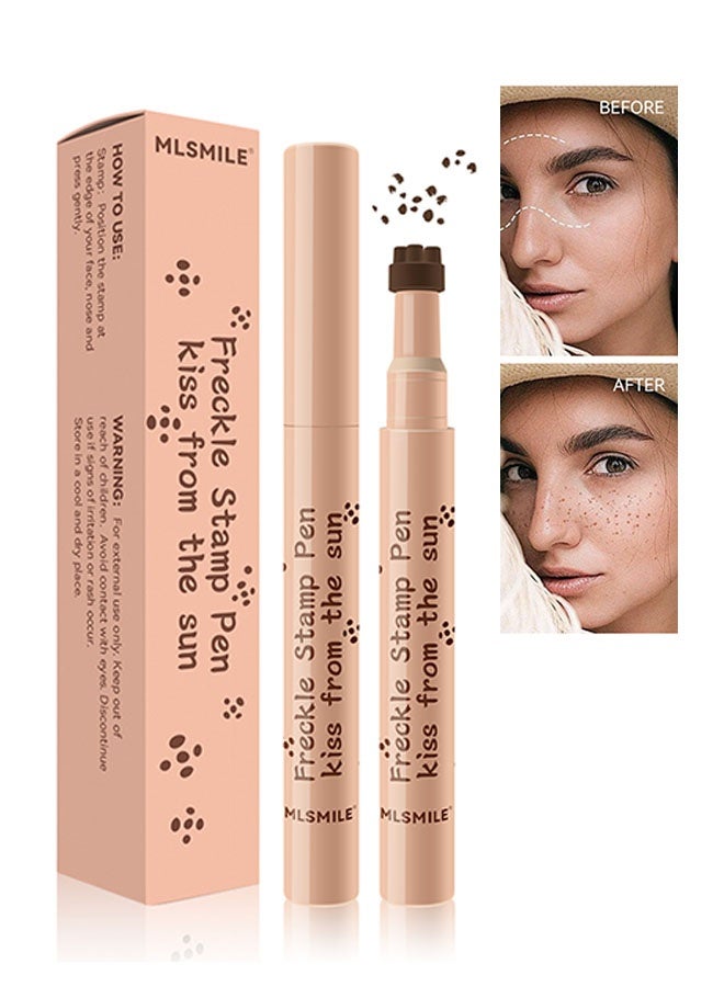 MLSMILE Freckle Stamp Pen, Kiss From The Sun, Makeup Waterproof and Quick Dry Natural Fake Freckle Stamp Pen for Natural Faux Freckles Makeup Tool, Stamp Freckle Dot Pen, 01#Light Brown - Image 1