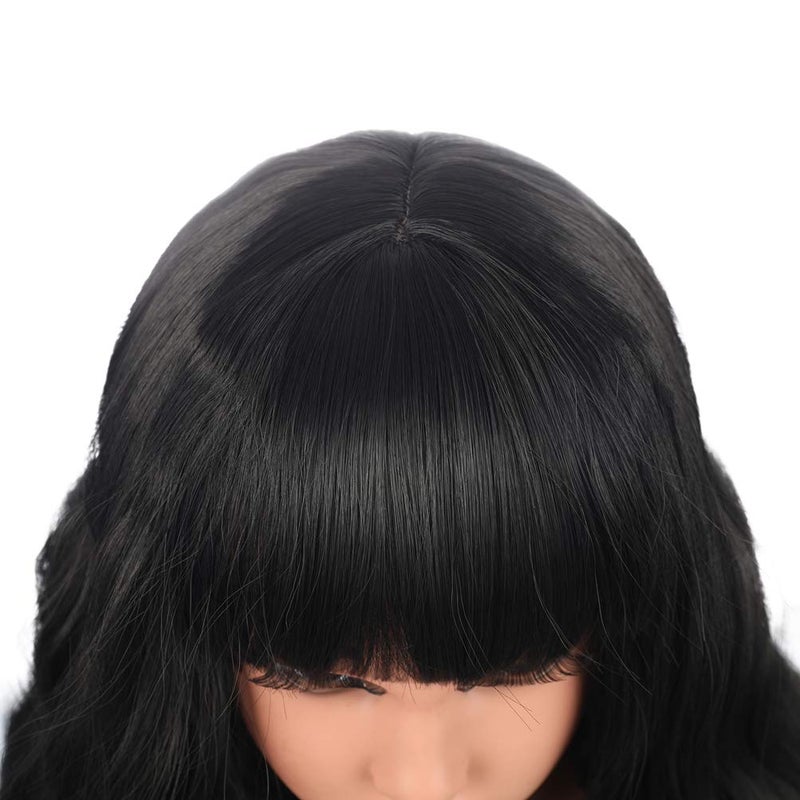 DUDUWIG Girls Black Wig Kids Short Black Wavy Curly Bob Wig Children Black Wig with Bangs Synthetic Wigs for Halloween Party - Image 5