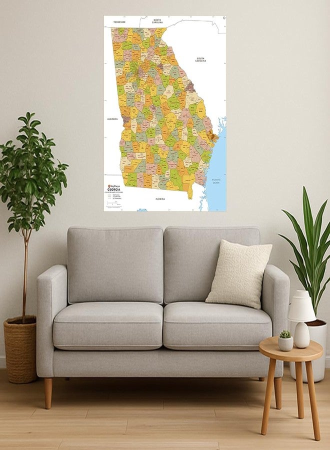 MapSherpa خريطة رموز بريدية لجورجيا مع المقاطعات - قياسية - 36 بوصة × 42.25 بوصة، مغلفة - Image 2