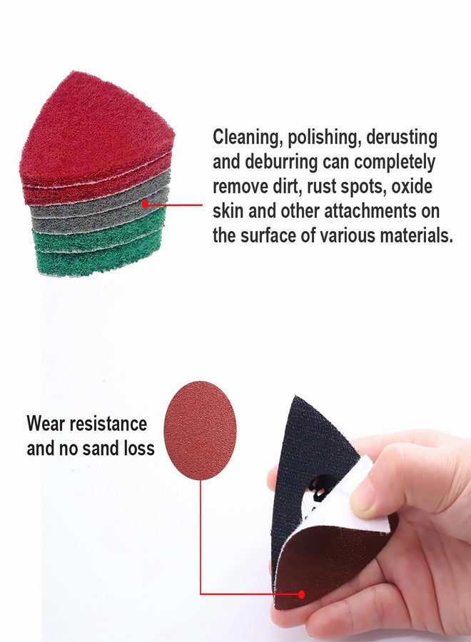 VRKET 133 oscillating tool sanding pads kit,125sandpaper, 2 triangular sanding pads and 6 Triangular Scrubbing Pads for surface sanding,mechanical maintenance cleaning, polishing, deburring - Image 3