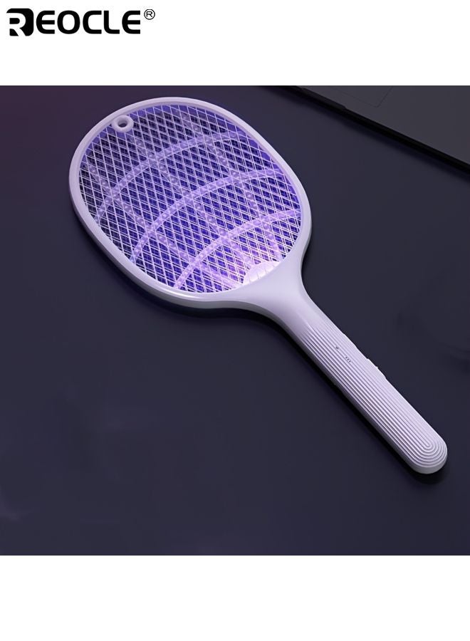 ريوكل مضرب ذباب قابل لإعادة الشحن عبر USB، مع جهاز قوي للقضاء على البعوض، ومصنوع من مادة البولي بروبيلين، وقاتل حشرات كهربائي يعمل بجهد منخفض، للاستخدام المنزلي والمكتب والسكن الجامعي.