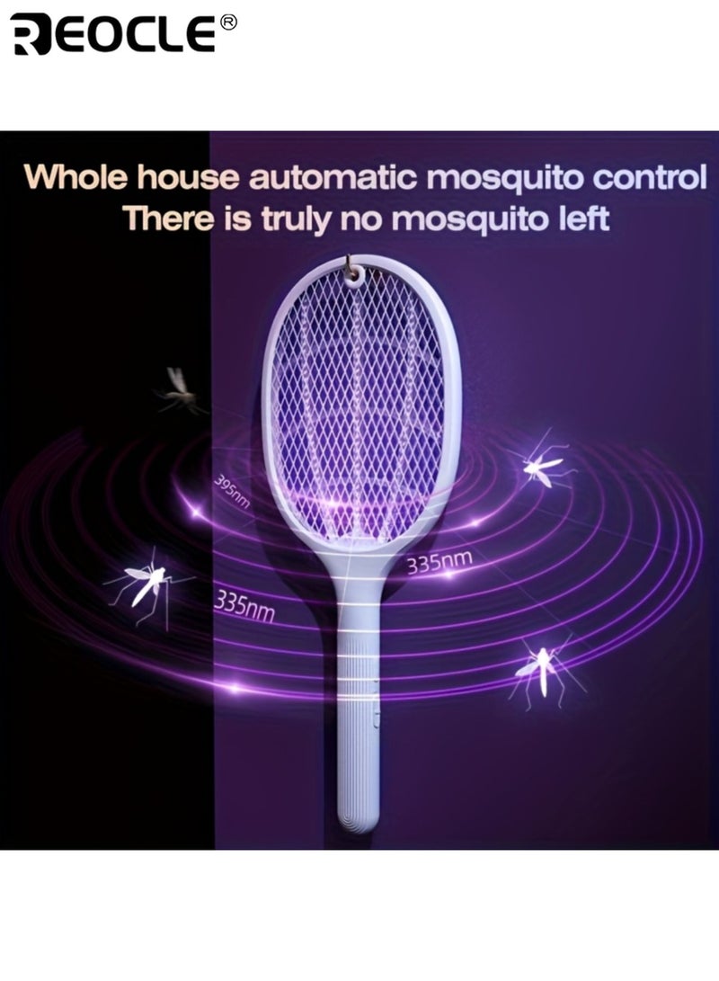ريوكل مضرب ذباب قابل لإعادة الشحن عبر USB، مع جهاز قوي للقضاء على البعوض، ومصنوع من مادة البولي بروبيلين، وقاتل حشرات كهربائي يعمل بجهد منخفض، للاستخدام المنزلي والمكتب والسكن الجامعي. - Image 3