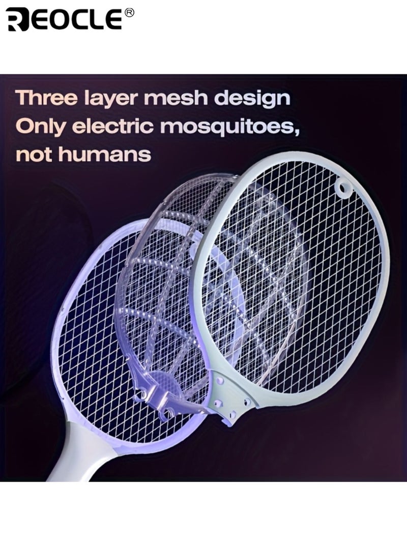 ريوكل مضرب ذباب قابل لإعادة الشحن عبر USB، مع جهاز قوي للقضاء على البعوض، ومصنوع من مادة البولي بروبيلين، وقاتل حشرات كهربائي يعمل بجهد منخفض، للاستخدام المنزلي والمكتب والسكن الجامعي. - Image 2