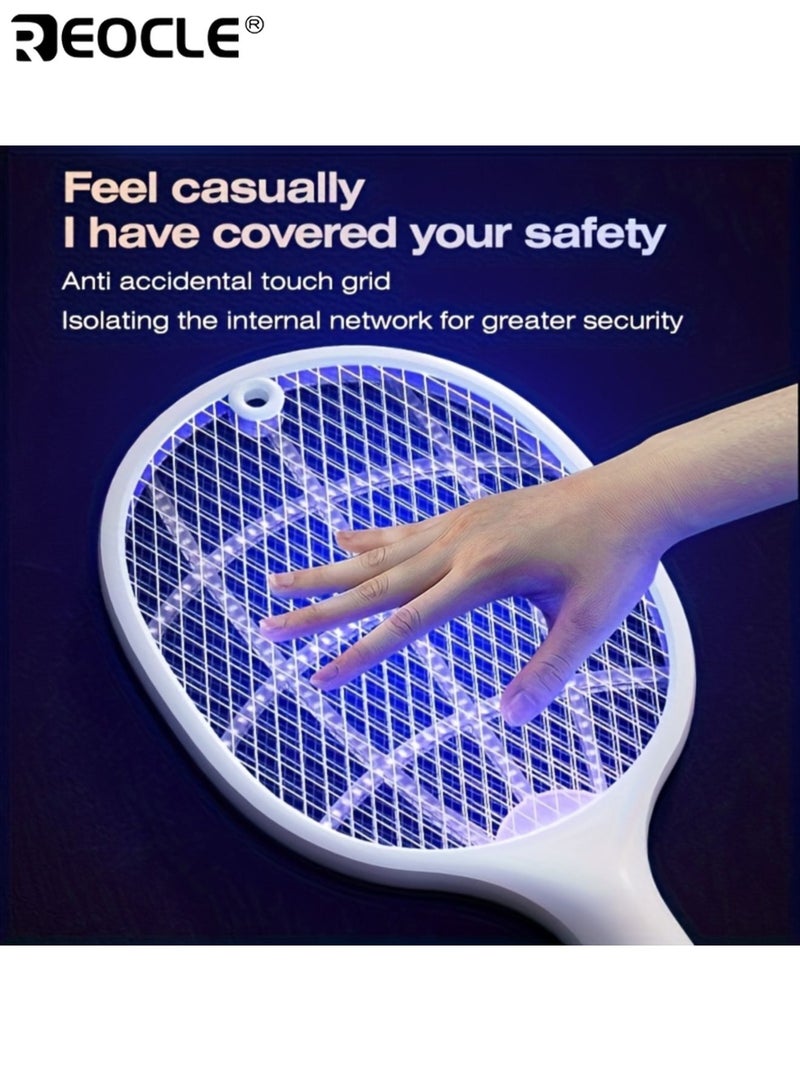 ريوكل مضرب ذباب قابل لإعادة الشحن عبر USB، مع جهاز قوي للقضاء على البعوض، ومصنوع من مادة البولي بروبيلين، وقاتل حشرات كهربائي يعمل بجهد منخفض، للاستخدام المنزلي والمكتب والسكن الجامعي. - Image 5
