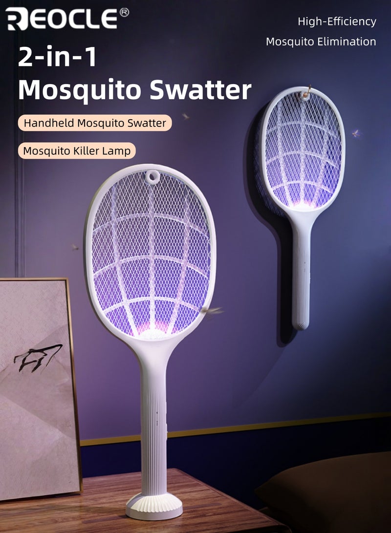 ريوكل مضرب ذباب قابل لإعادة الشحن عبر USB، مع جهاز قوي للقضاء على البعوض، ومصنوع من مادة البولي بروبيلين، وقاتل حشرات كهربائي يعمل بجهد منخفض، للاستخدام المنزلي والمكتب والسكن الجامعي. - Image 1
