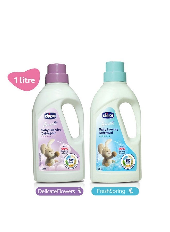 شيكو منظف الغسيل السائل للأطفال، 5X Stain & Germ Fighter، يقتل 99% من الجراثيم، تم اختباره من قبل أطباء الجلدية للتنظيف الفعال واللطيف، زهور رقيقة (1 لتر)، 1 قطعة - Image 4