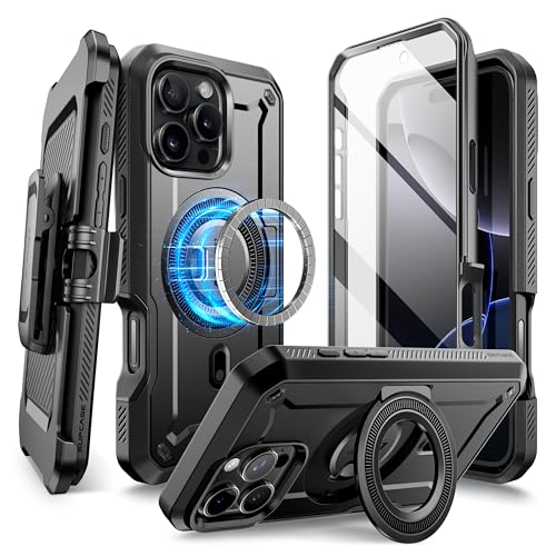 SupCase حافظة SUPCASE لجهاز iPhone 16 Pro مع حامل (UBPro Mag) ، [دعم MagSafe] [حماية شاشة مدمجة ومشبك حزام] [حماية بمعايير عسكرية] حافظة هاتف مغناطيسية لجهاز iPhone 16 Pro 6.3'' 2024، أسود - Image 1