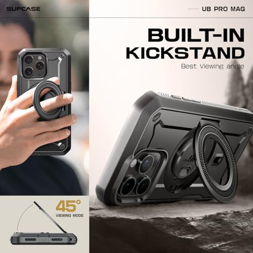 SupCase حافظة SUPCASE لجهاز iPhone 16 Pro مع حامل (UBPro Mag) ، [دعم MagSafe] [حماية شاشة مدمجة ومشبك حزام] [حماية بمعايير عسكرية] حافظة هاتف مغناطيسية لجهاز iPhone 16 Pro 6.3'' 2024، أسود - Image 4