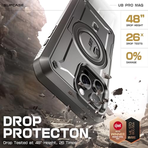 SupCase حافظة SUPCASE لجهاز iPhone 16 Pro مع حامل (UBPro Mag) ، [دعم MagSafe] [حماية شاشة مدمجة ومشبك حزام] [حماية بمعايير عسكرية] حافظة هاتف مغناطيسية لجهاز iPhone 16 Pro 6.3'' 2024، أسود - Image 3