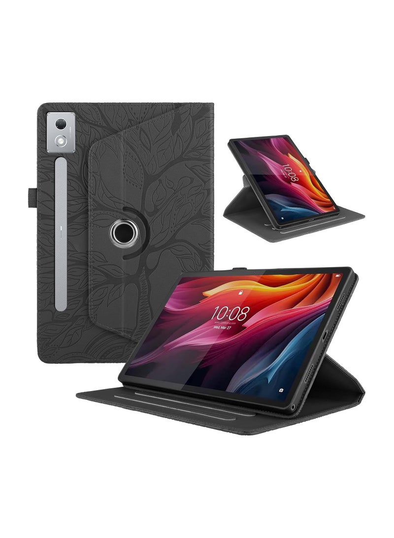 general Case compatible with Lenovo Idea Tab Pro 12.7-inch (2025) TB373FU TB375FC, 360-degree rotating stand PU leather foldable flat panel case Tree of Life patterned case