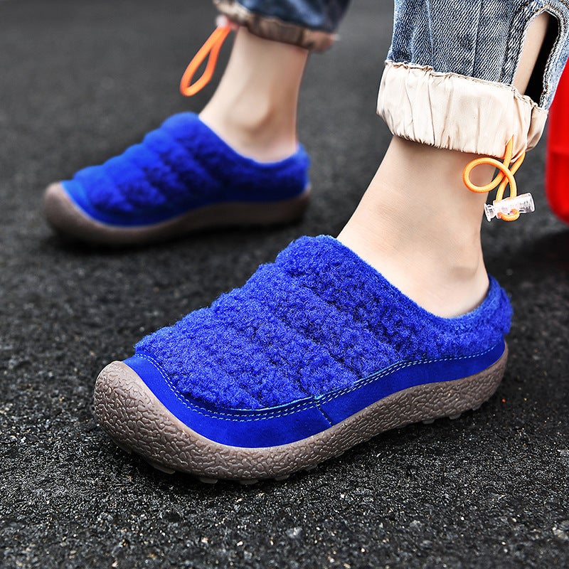 Winter New Lazy Cotton Slippers Men'S Middle And Big Children'S Home Cotton Shoes Students Outdoor Fleece-Lined Slip-On Warm Shoes - Image 2
