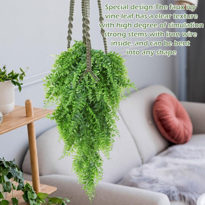 Hoteam 12 Pcs Artificial Hanging Plants 32 Inch Fake Ivy Vines with Fake Leaves Patio Artificial Plants Greenery for Living Room Indoor Outdoor Wall, No Basket (Pothos,Persian Grass) - Image 3