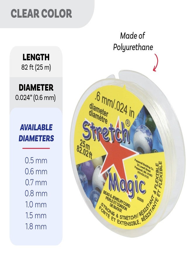 ستريتش ماجيك خيط الخرز السحري المطاطي من ذا بيدسميث - قوي ومرن، سهل العقد - لون شفاف - قطر 0.6 مم - بكرة بطول 25 مترًا (82 قدمًا) - خيط مطاطي لصنع المجوهرات المزينة بالخرز - Image 3
