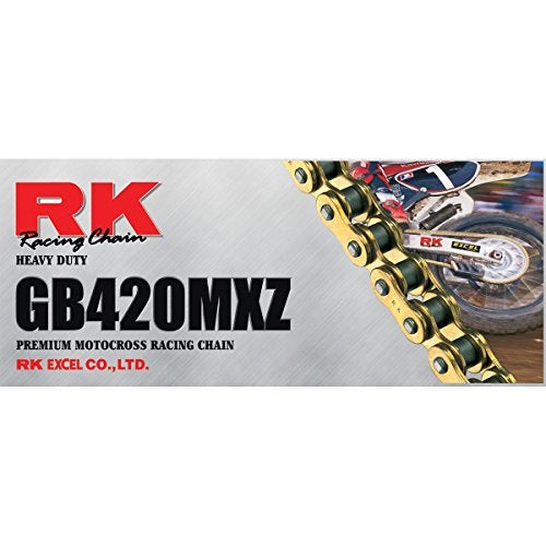 RK Racing Chain سلسلة RK Racing GB420MXZ120 120 حلقة سلسلة MX ذهبية مع وصلة توصيل - Image 1