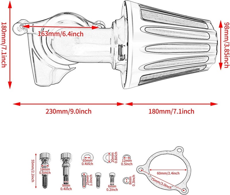Wivplex Motorcycle Air Cleaner Intake Filter - Black Chrome - Image 2