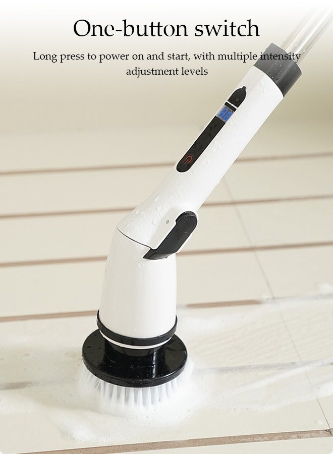 DUNISO Electric Cleaning Brush With 8 Replacement Brush Heads, Multi-Function Household Adjustable Extended Handle, Cordless Electric Rotating Brush, Extra Long Battery Life, Suitable For Bathroom Kitchen Bathtub Glass Car Cleaning Brush - Image 4