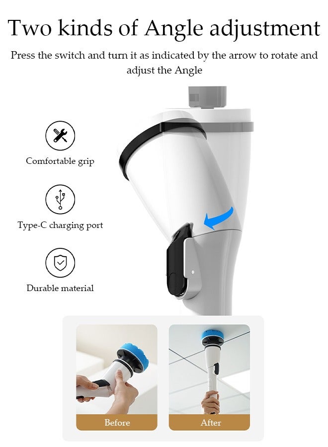 DUNISO Electric Cleaning Brush With 8 Replacement Brush Heads, Multi-Function Household Adjustable Extended Handle, Cordless Electric Rotating Brush, Extra Long Battery Life, Suitable For Bathroom Kitchen Bathtub Glass Car Cleaning Brush - Image 5