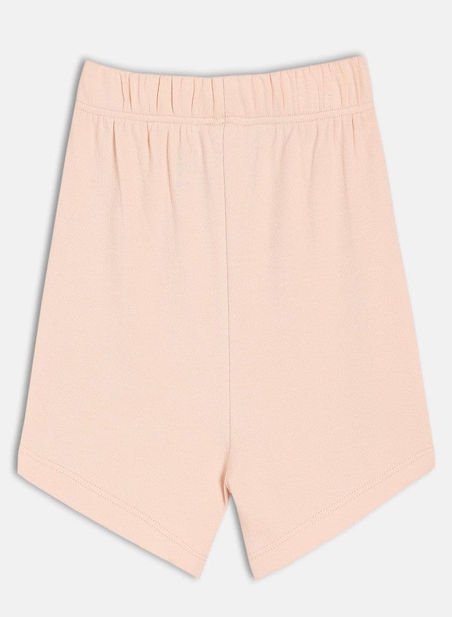 miniklub Cotton Striped & Solid Shorts,Pack of 2, White & Pink(3-6M) - Image 4