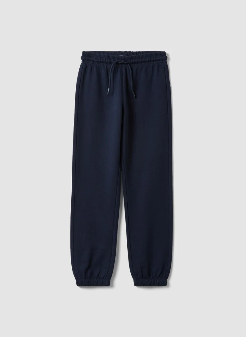 Ovs OVS Navy Blue Organic Cotton Regular-Fit Joggers For Boys