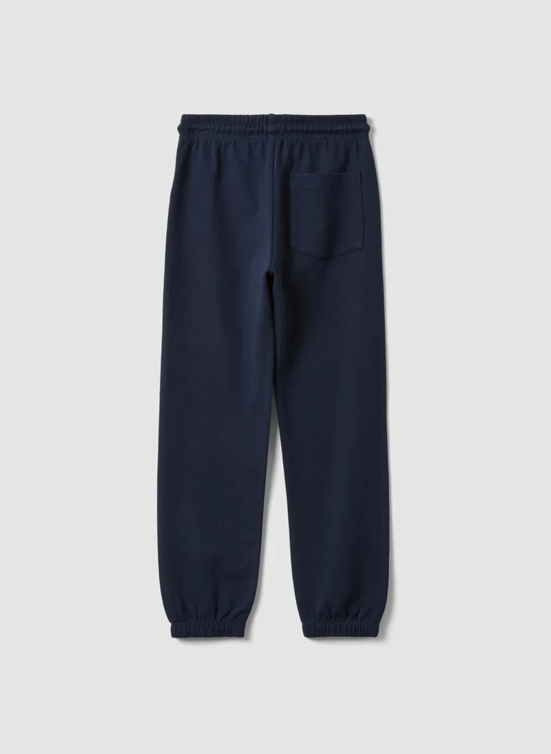 Ovs OVS Navy Blue Organic Cotton Regular-Fit Joggers For Boys