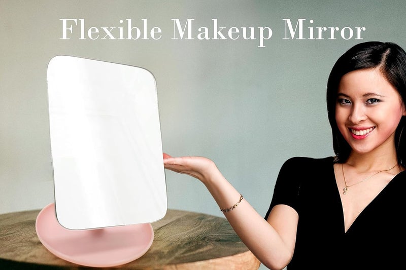 ShipFayda 360 Rotaiton Round Dish Beauty Mirror Folding Portable Tabletop Saving Makeup Desk Vanity Countertop Mirrors with Stand for DressingParlorTravel Gift Men Women Pack of 1Multicolor - Image 3