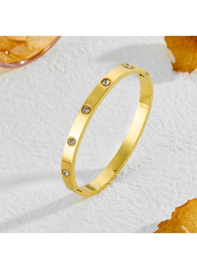 Love Bracelet Bangle for Women Gilrs with Cubic Zirconia Stones Stainless Steel Hinged Jewelry with Crystal Oval Bracelet Best Gifts for Love with Valentine's Day Birthday