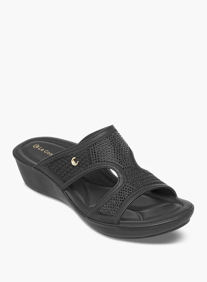 لو كونفورت صنادل نسائية مزينة بكعب ويدج سهل الارتداء