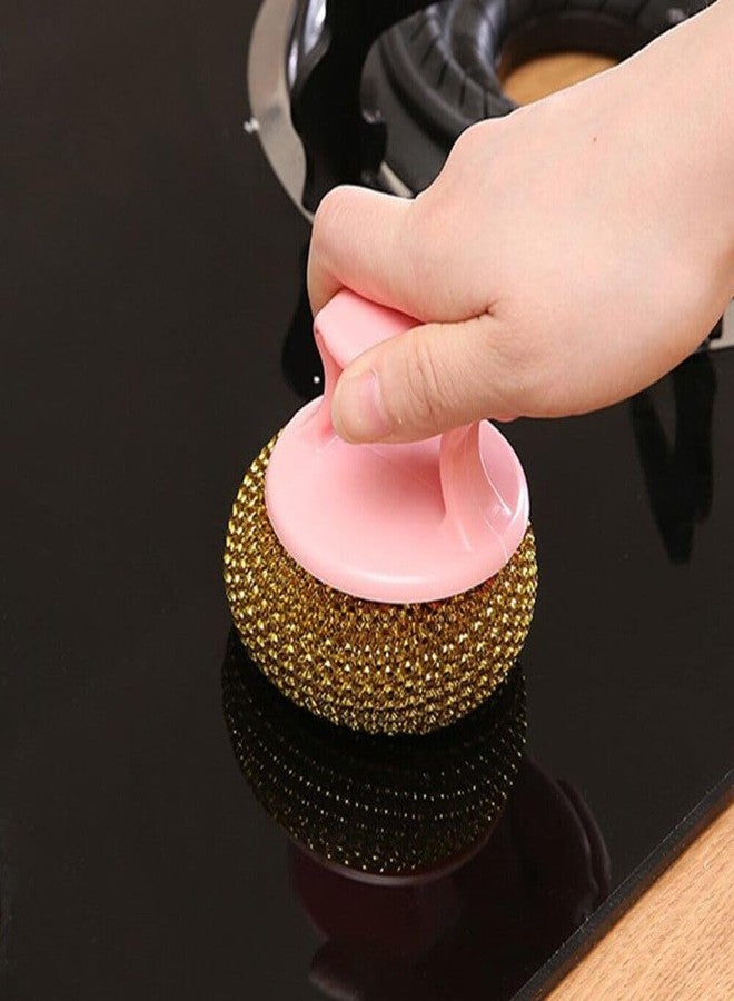 Upkaranwale Kitchen Round Dish Sponges Scourer Cleaning Ball with Handle,Multi-Purpose Scrub Scrubber Sponge Pads Ball for Pot Pan Dish Wash Cleaning (10Pcs) - Image 1